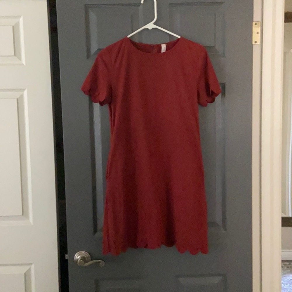 Rust colored suede dress from Rosie Daze boutique